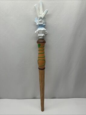 Wooden Fantasy Majic Quest Wand with Glitter Crystal Top - White, Brown, Green